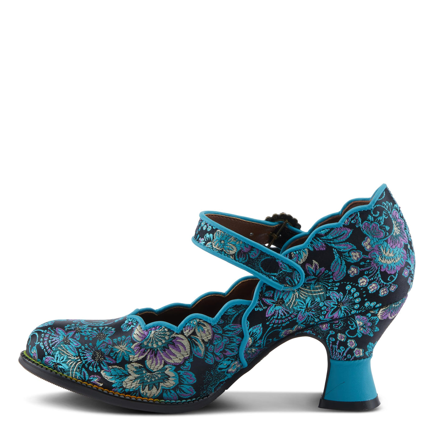 L'Artiste by Spring Step Women's Adodora Mary Jane Heeled, Turquoise Multi, 9