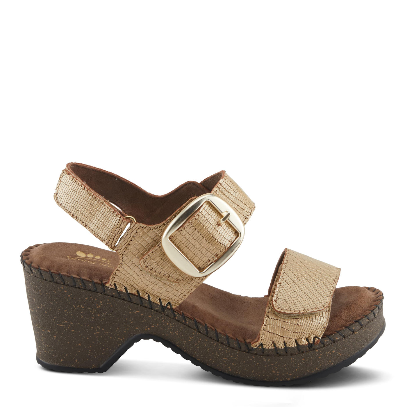 Spring Step CHENDA Women's Demi Wedge Sandals - Stylish & Comfortable, Sumptuous Suede Footbed Gold EU 40 / US 9