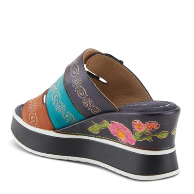 Spring Step L'Artiste Women's CALIGAL Hand-Painted Lightweight Platform Wedges Navy Multi EU 39 / US 8.5