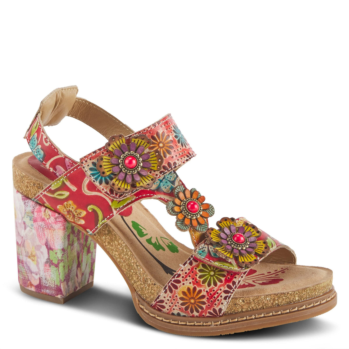 Spring Step L'Artiste Women's Guitarra Back Strap High Heel Sandal Red Multi EU 39 / US 8.5