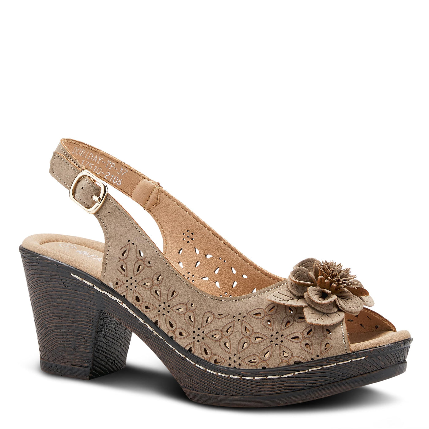PATRIZIA Women's Doriday Ankle Strap Slingback Sandal with Flower White EU 36 / US 5.5-6