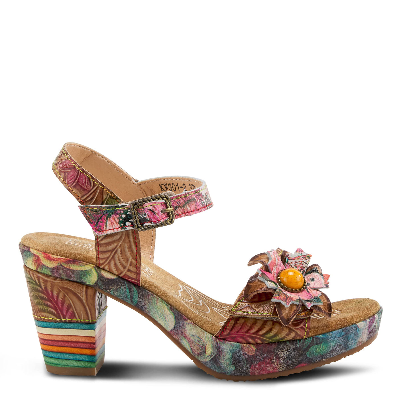 Spring Step L'Artiste Women's Leilanie Quarter Strap Sandal Tan Multi EU 35 / US 5