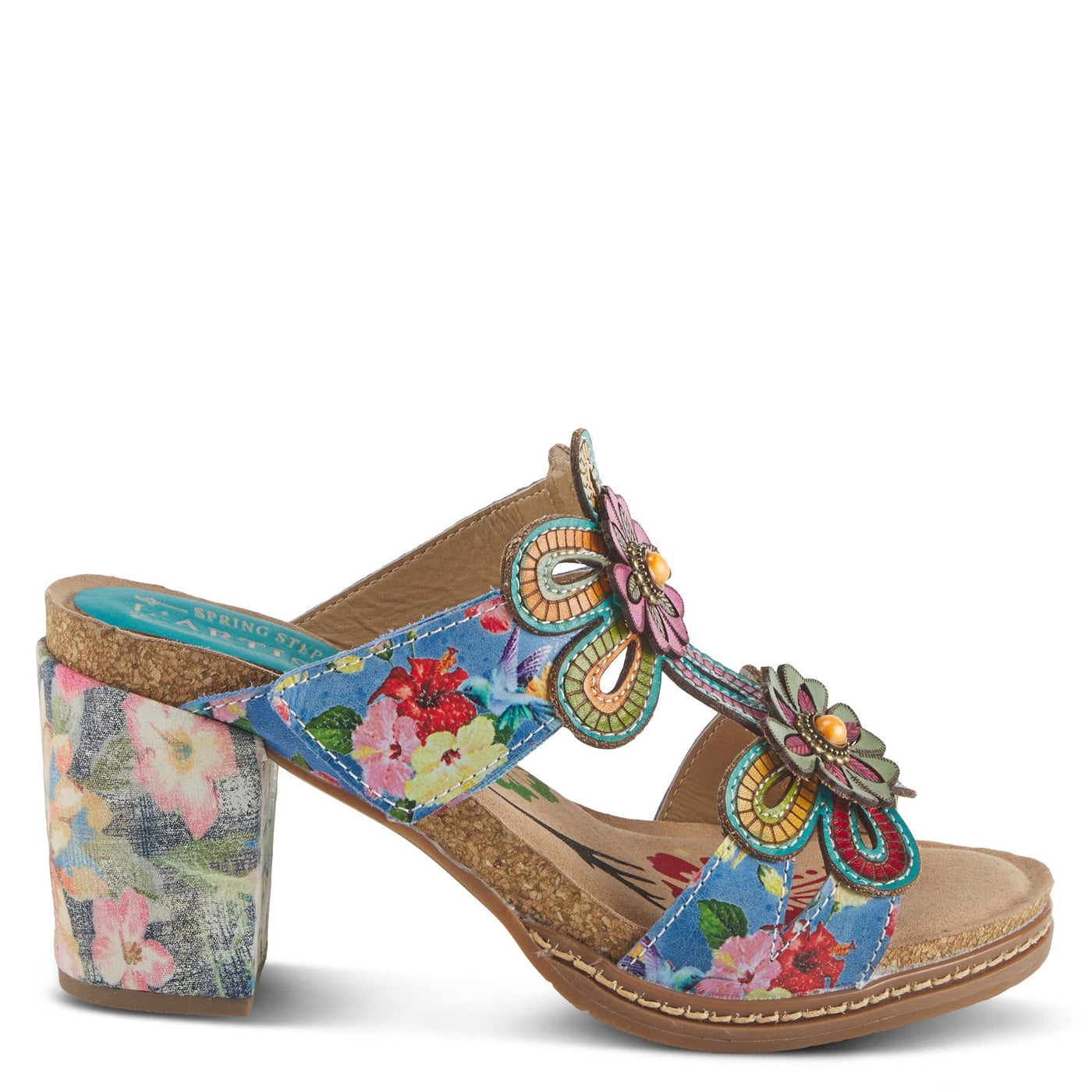 Spring Step L'Artiste Women's Gwena Slide High Heel Sandal Blue Multi EU 37 / US 6.5-7