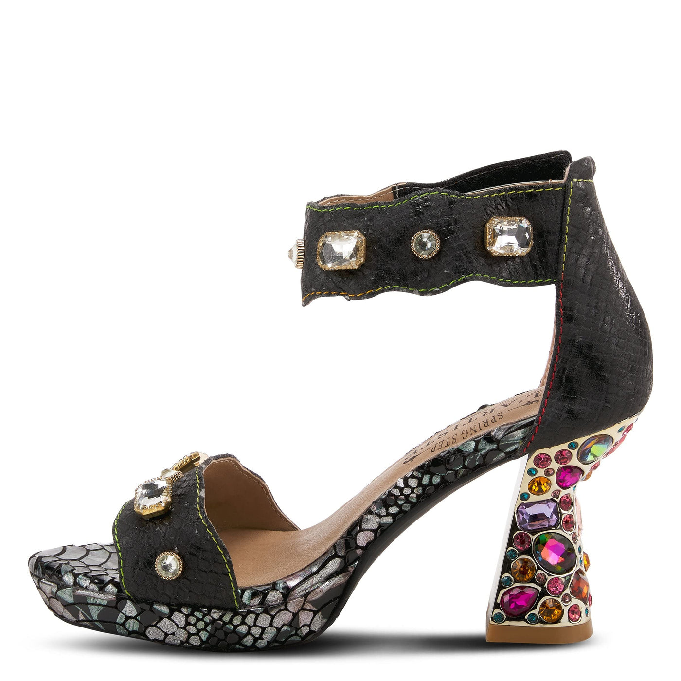 Spring Step L'Artiste Women's Jewell Quarter Strap Sandal Black EU 41 / US 9.5-10