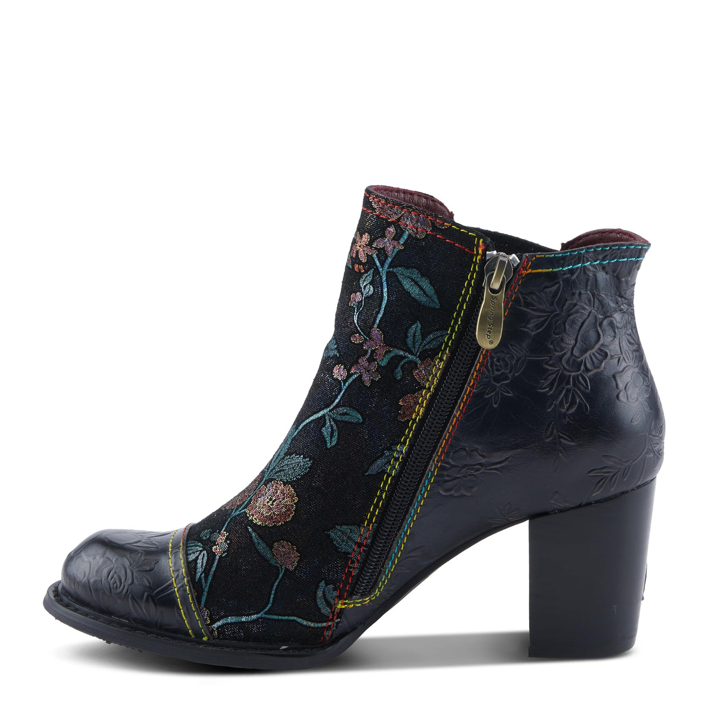 Spring Step L'Artiste Ceja Women's Embossed Floral Bootie - Cap Toe, Eye-Catching Ankle Boots with Unique Patterns