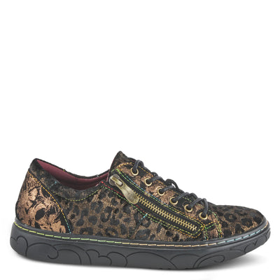 Spring Step L'Artiste Danli-Cheeta Snakers for Women - Animal Print Girls Sneaker - Ladies Fashion Snakers with Zipper and Adjustable Laces