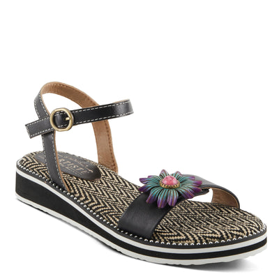 Spring Step L'Artiste Women's Tilton - Casual-Chic Hand-Painted Floral Sandals Black EU 35 / US 5