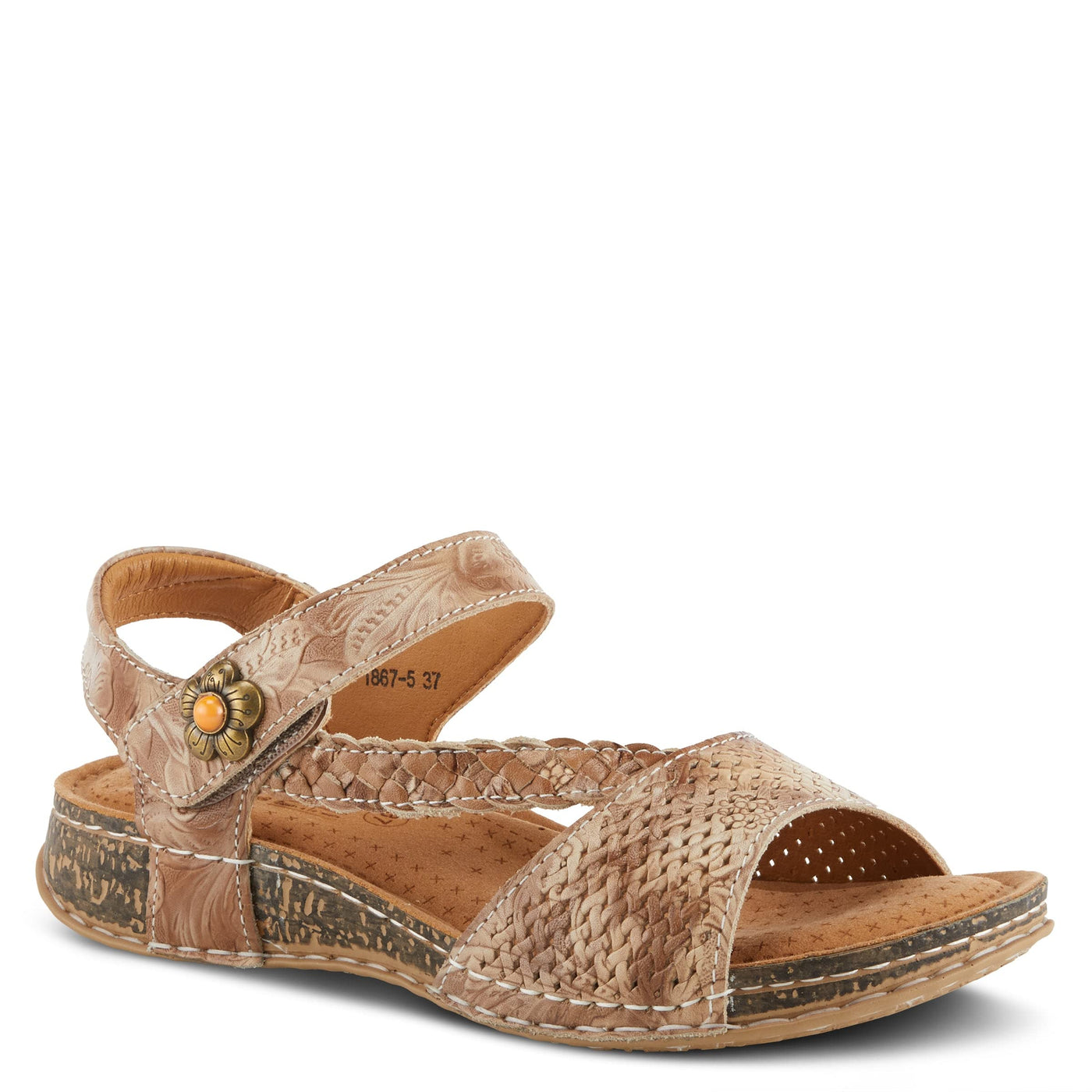 Spring Step L'Artiste Popular Sandals for Women - Ankle Strap Sandal with Hook & Loop - Hand Painted Ladies Sandals for Womens - Grey EU 35 / US 5