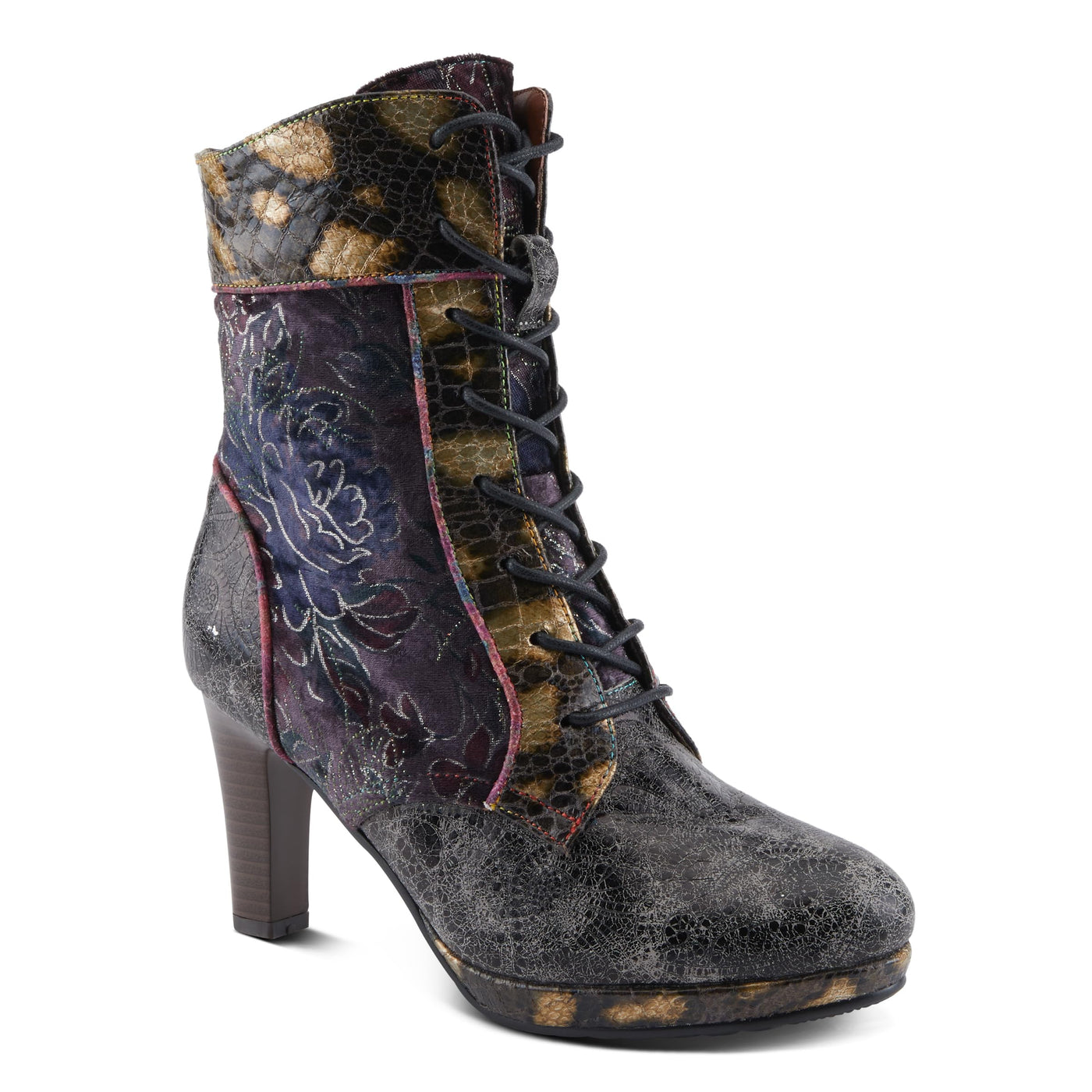 Spring Step L'Artiste Abra Women's Bold Bootie - Fierce Fashionista, Chic & Stand-Out Ankle Boots Pewter Multi EU 37 / US 6.5-7