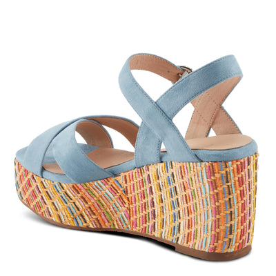PATRIZIA Women's RAINBOWFUN Multicolor Quarter Strap Wedge Sandals Blue EU 42 / US 10.5-11