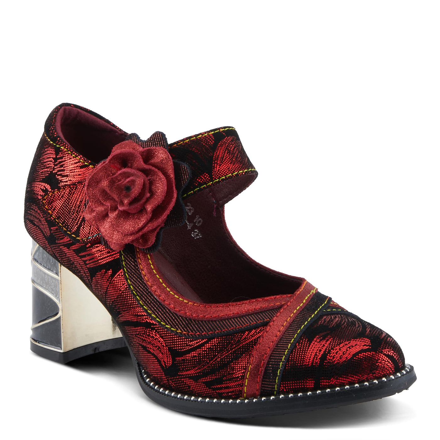 L'Artiste by Spring Step Women's Beverly Hills Mary Jane Heeled, Red Multi, 8.5