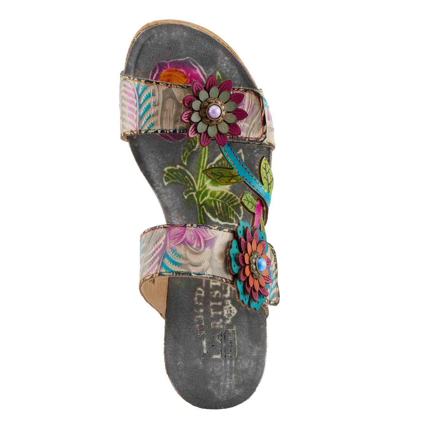 L'Artiste by Spring Step Women's Moai Sandal, Grey Multi, 7.5-8