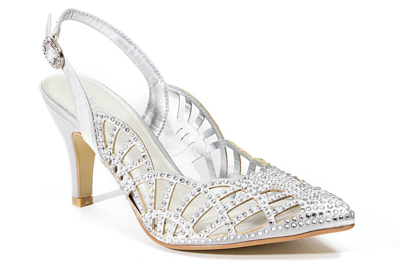 LADY COUTURE Dressy Sling Back Closed Toe, ESTER SILVER 42