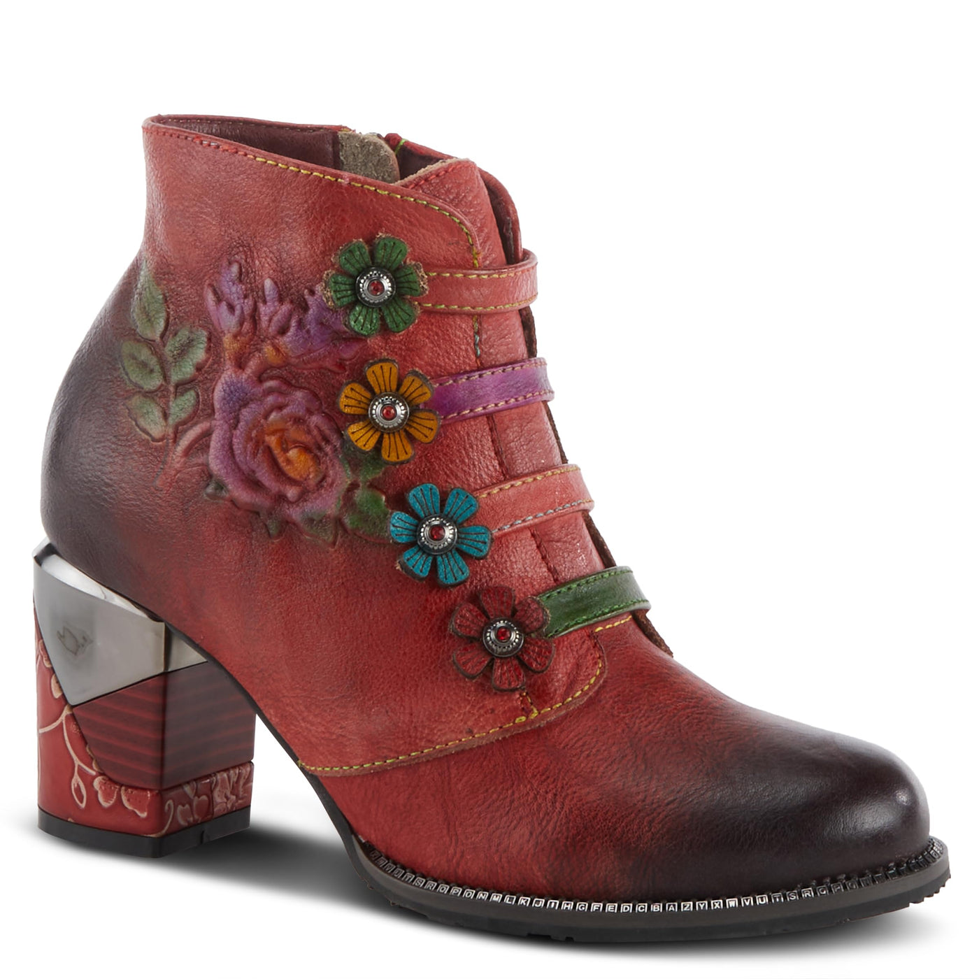 Spring Step L'Artiste Women's Maleeka Leather Mid Calf Boot Red Multi EU 42 / US 10.5-11