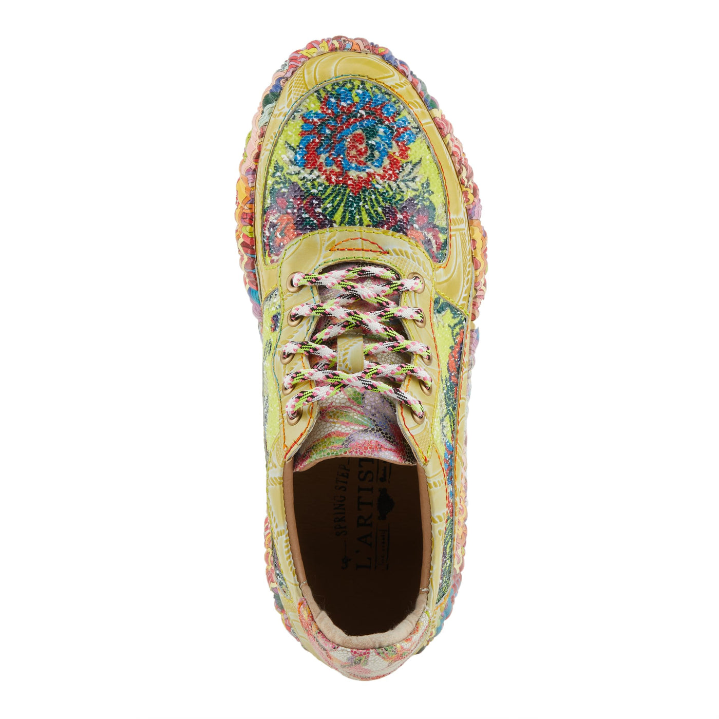 Spring Step L'Artiste Women's CAFFEY Multicolored Fashion Sneakers | Unique Energetic Patterns Lime Green Multi EU 37 / US 6.5-7