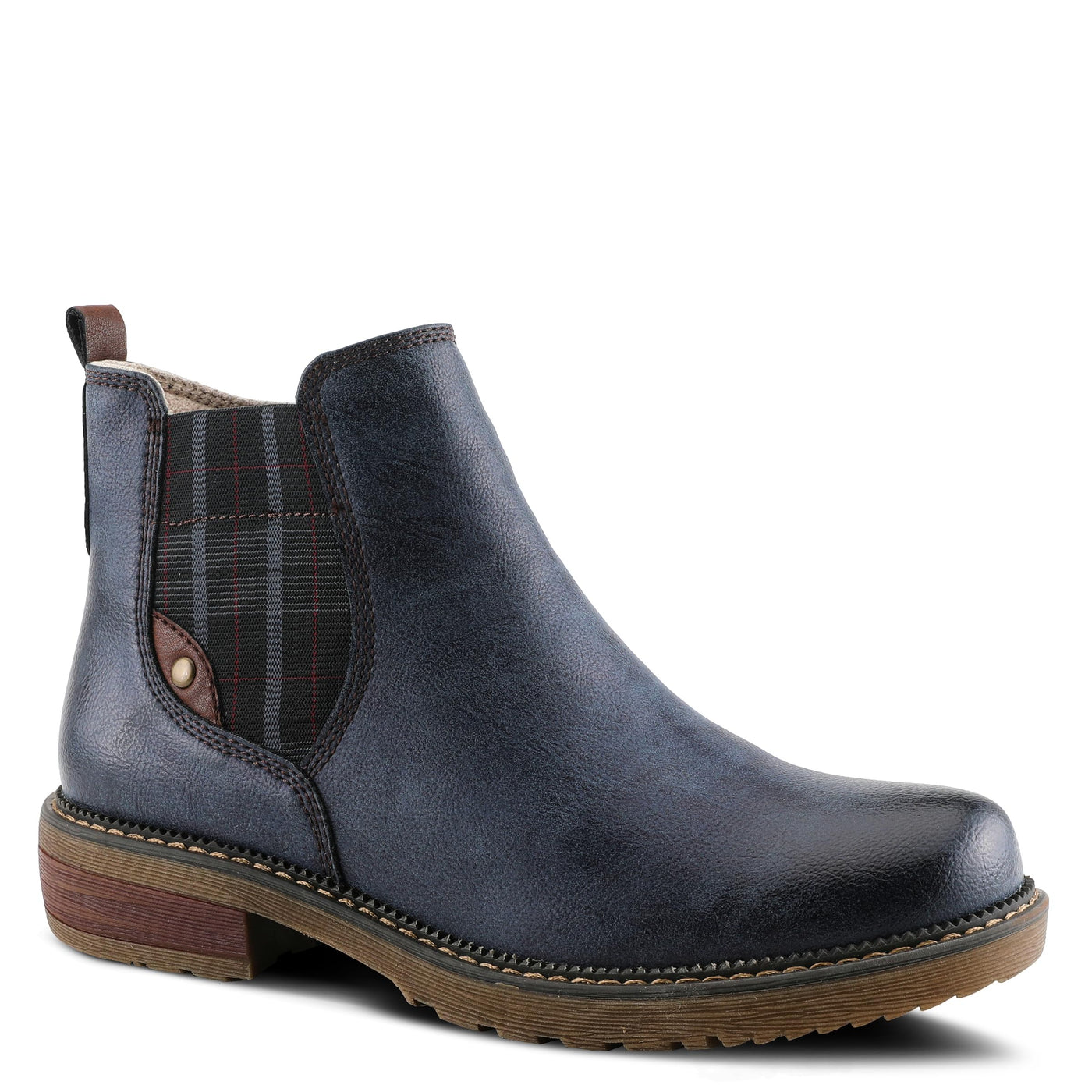 Spring Step Women's Nonia Sneaker for Women | Chelsea Inspired Ankle Boots with Plaid Elastic Stretch Navy EU 37 / US 6.5-7