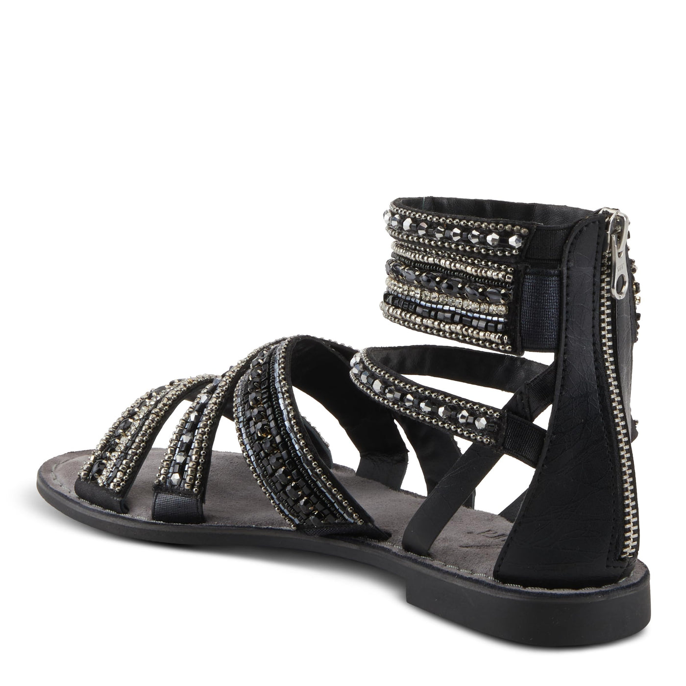 Azura Women's Andromeda Gladiator Flat Sandals with Jewels Black Multi EU 39 / US 8.5