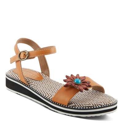 Spring Step L'Artiste Women's Tilton - Casual-Chic Hand-Painted Floral Sandals Camel EU 38 / US 7.5-8