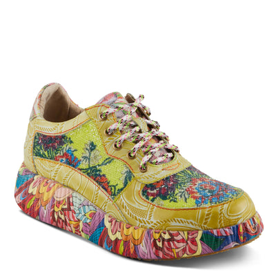 Spring Step L'Artiste Women's CAFFEY Multicolored Fashion Sneakers | Unique Energetic Patterns Lime Green Multi EU 36 / US 5.5-6