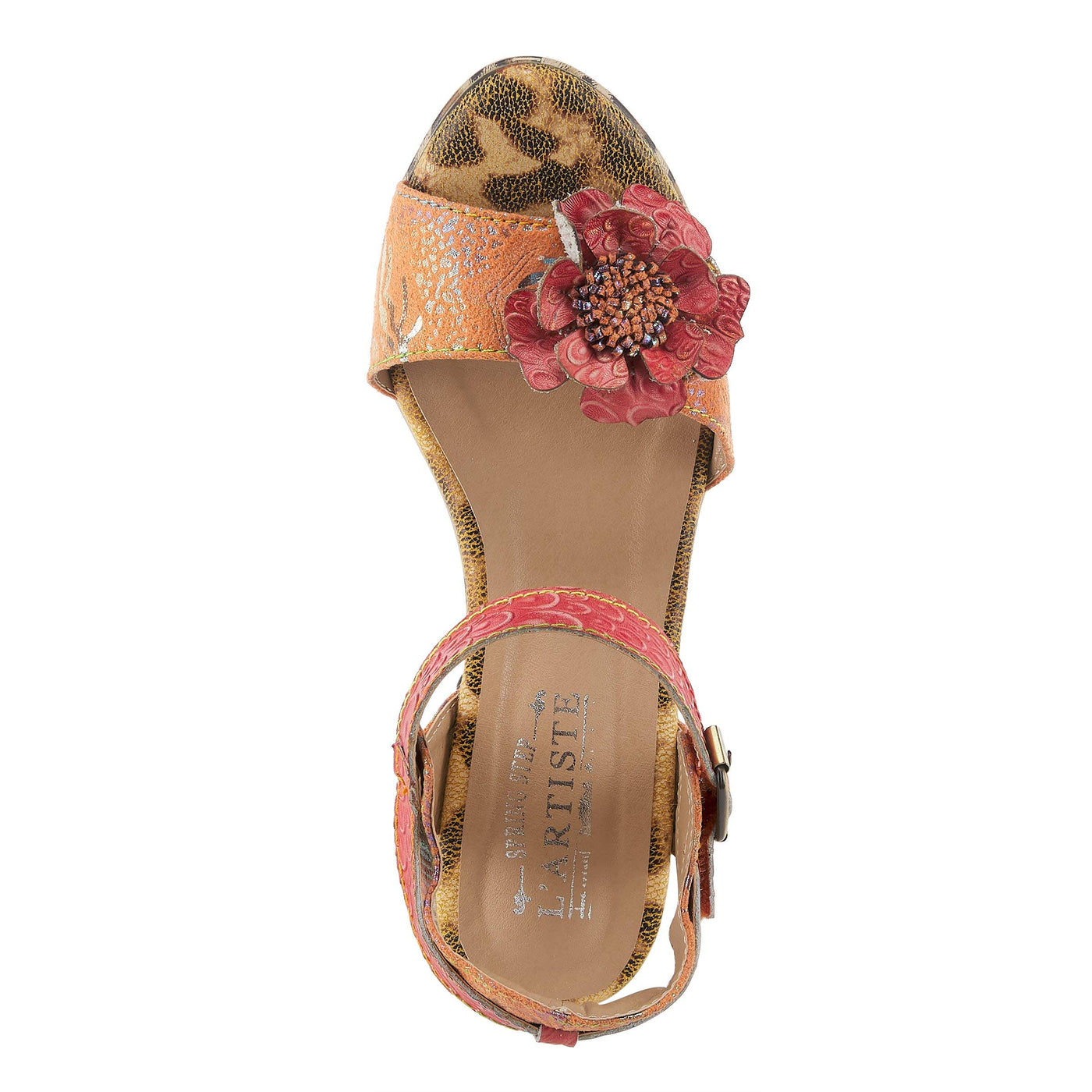 Spring Step L'Artiste Women's Wildcat Quarter Strap Sandal Peach Multi EU 42 / US 10.5-11