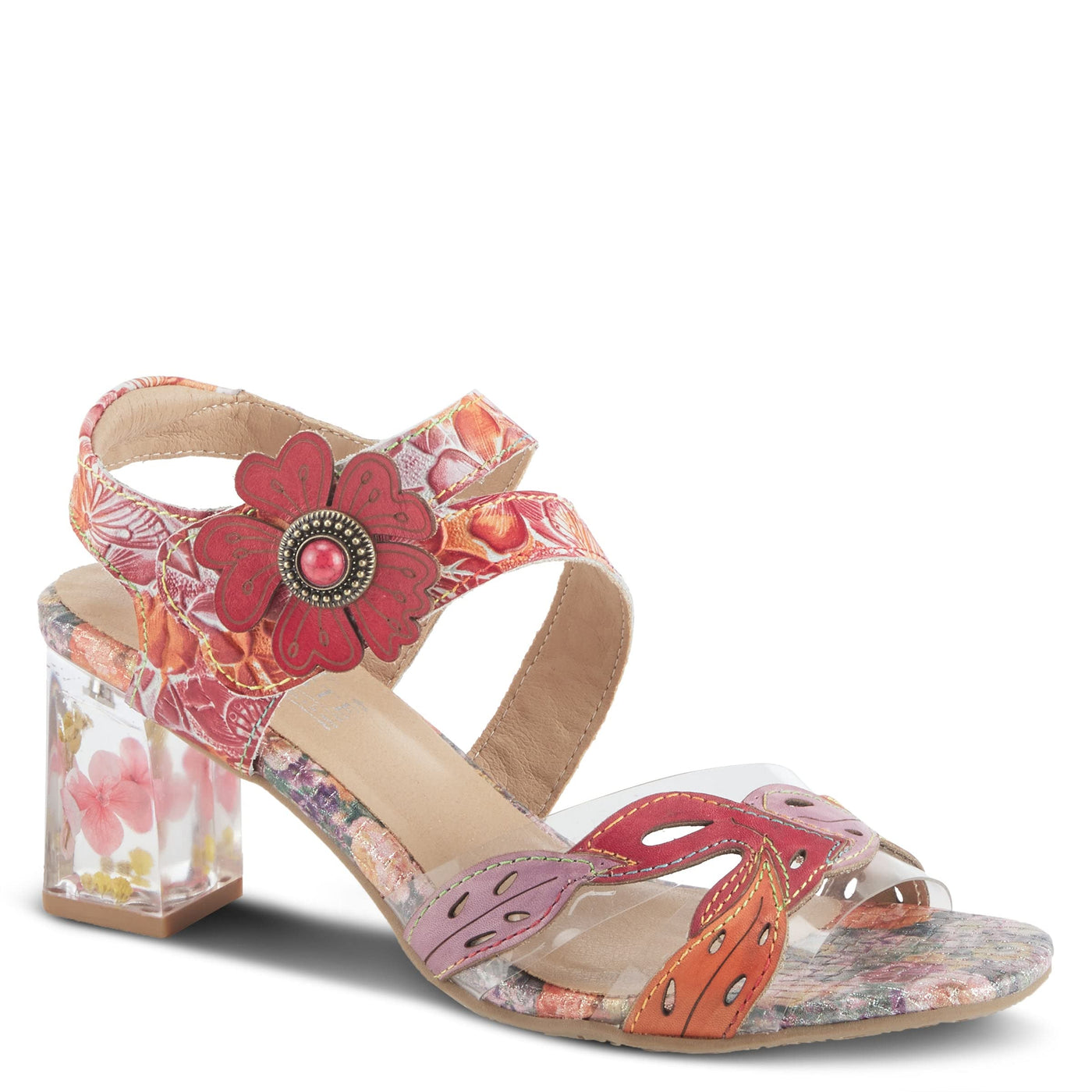 Spring Step L'Artiste Women's Caselle Quarter Strap Sandal Red Multi EU 39 / US 8.5