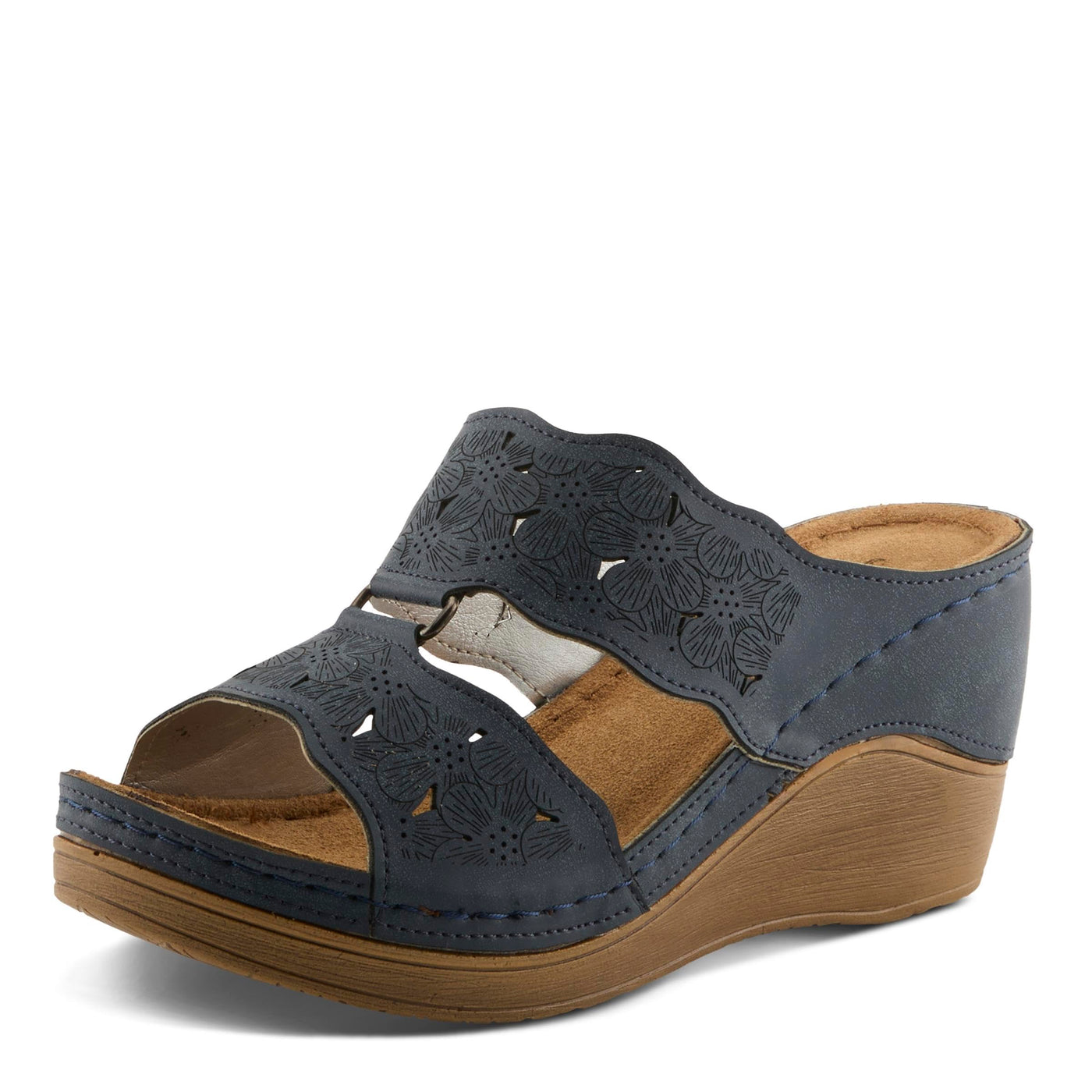 Flexus Women's Dreiser Slide Wedge Sandal Navy EU 37 / US 6.5-7