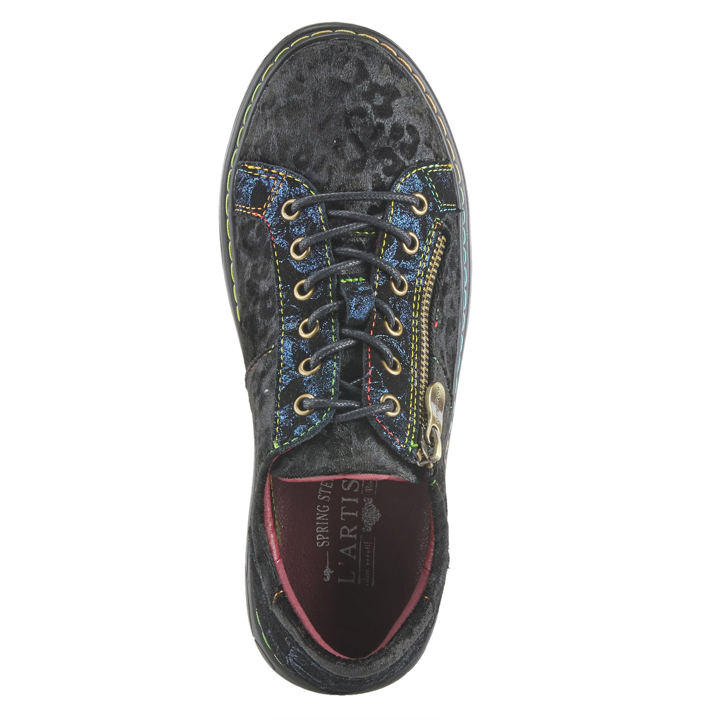 Spring Step L'Artiste Danli-Cheeta Snakers for Women - Animal Print Girls Sneaker - Ladies Fashion Snakers with Zipper and Adjustable Laces - Navy Multi EU 38 / US 7.5-8