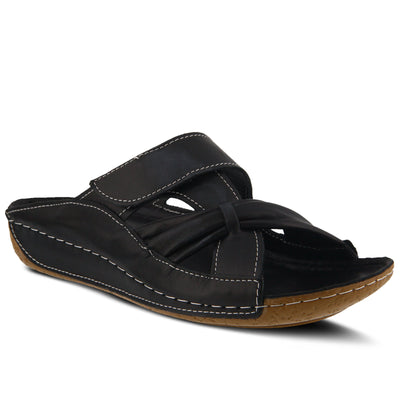 Spring Step Women's Style Gretta Black Euro Size 40 Leather Slide Sandal