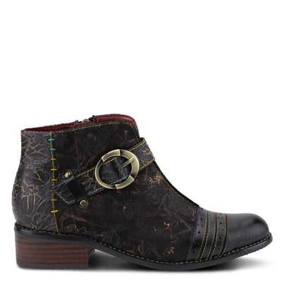 L'Artiste Women's Georgiana Chelsea Boot – Hand-Painted Leather with Metallic Microsuede, Decorative Buckle, and Rainbow Stitching Black Multi EU 38/7.5-8