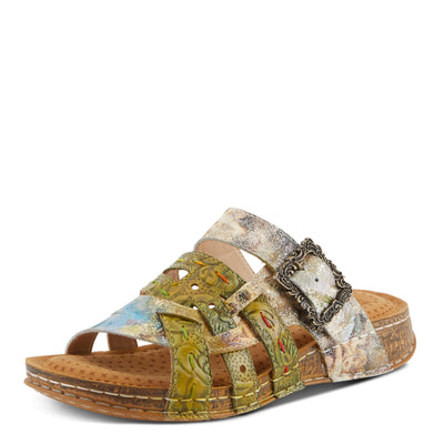 L'Artiste by Spring Step Women's Calamityjay Sandal, Olive Multi, 8.5