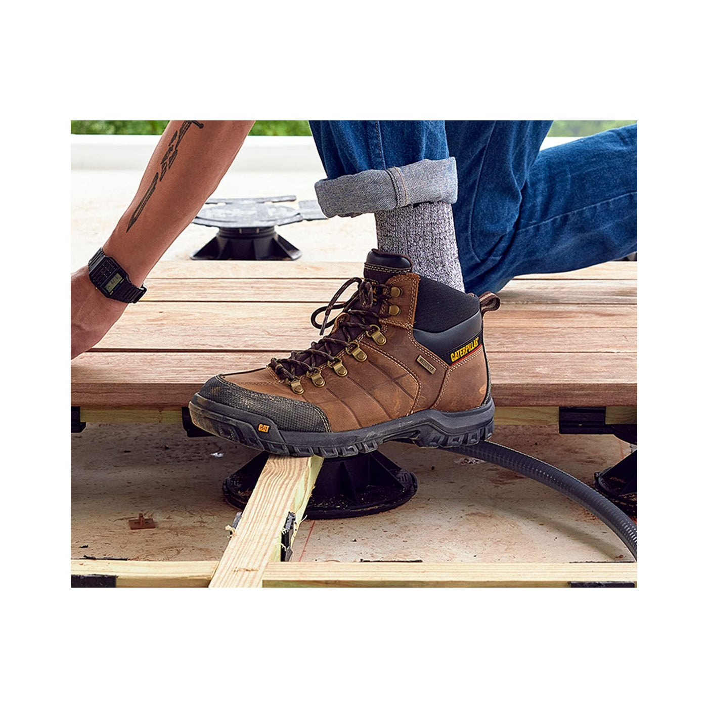 Cat Footwear Men's Threshold Waterproof Steel Toe Work Boot, Real Brown, 10 Wide