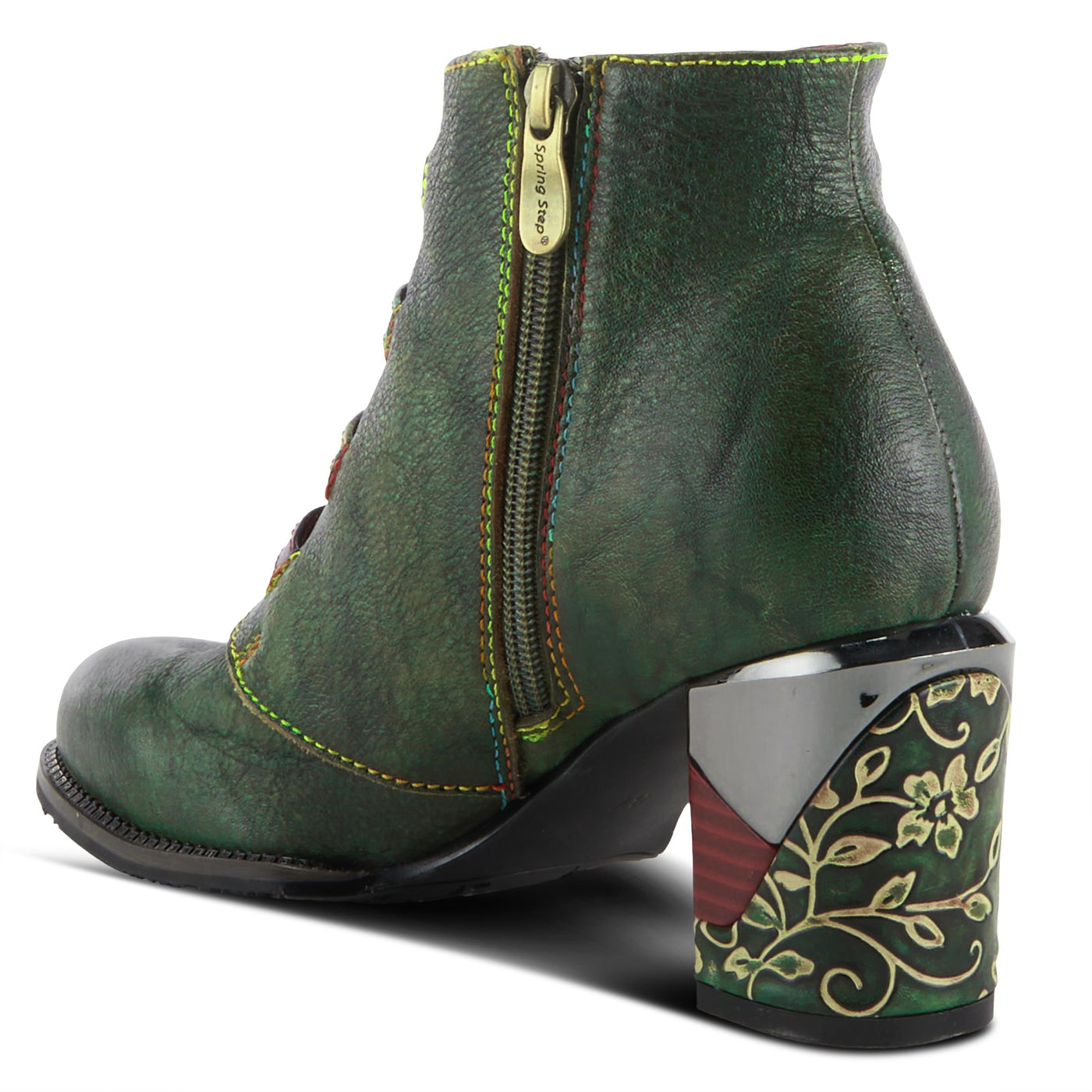 Spring Step L'Artiste Women's Maleeka Leather Mid Calf Boot Green Multi EU 37 / US 6.5-7