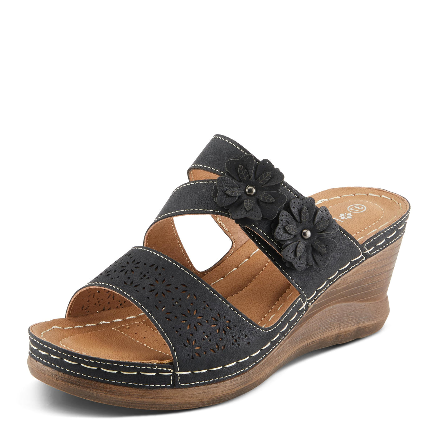 PATRIZIA Women's LOLLY Slide Wedge Sandals Black EU 42 / US 10.5-11