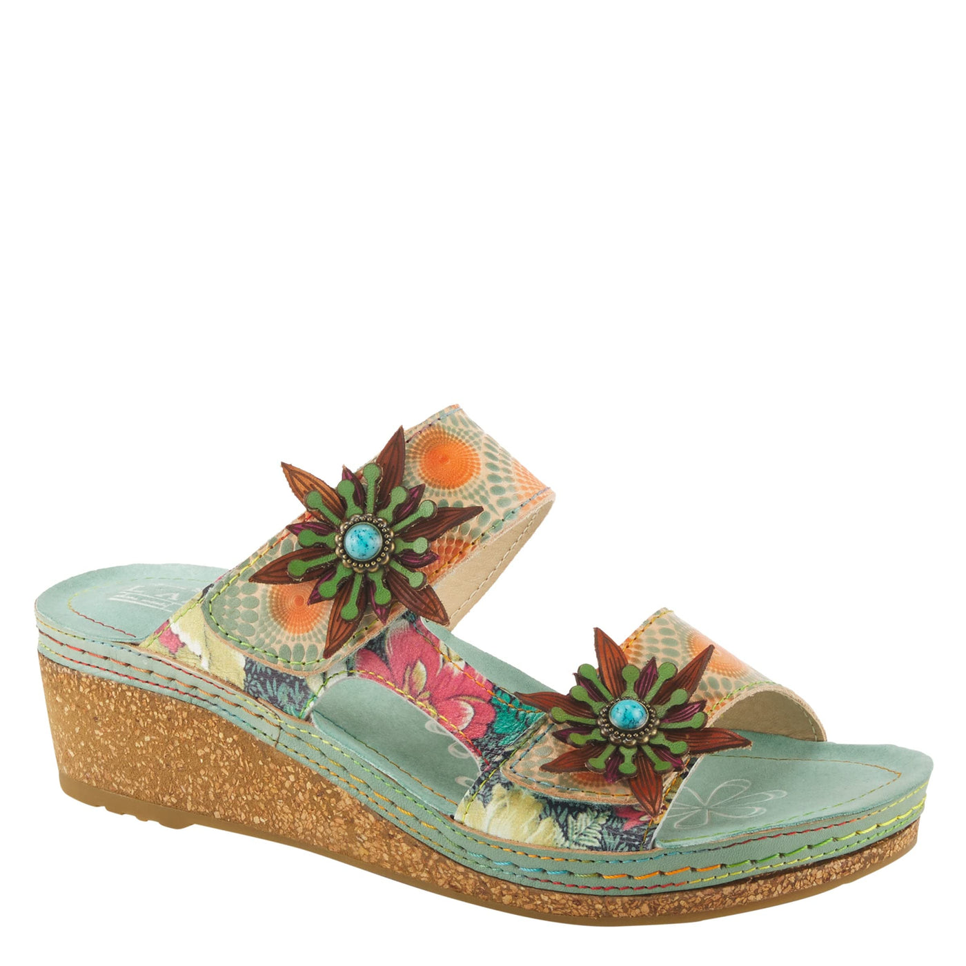 Spring Step L'Artiste Women's Polka Slide Sandals Mint Green Multi EU 37 / US 6.5-7