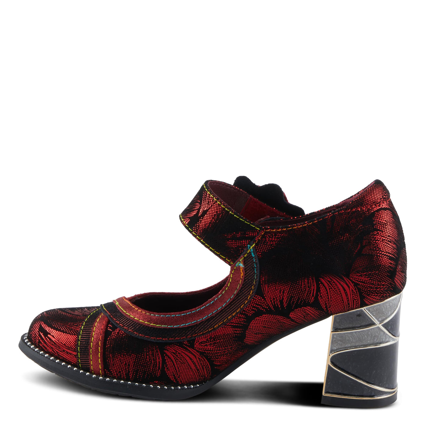 L'Artiste by Spring Step Women's Beverly Hills Mary Jane Heeled, Red Multi, 8.5