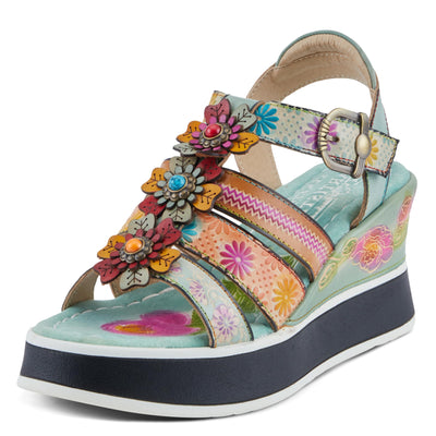 Spring Step L'Artiste Women's FloralBloom - Hand-Painted Lightweight Athleisure Sandals Mint Green Multi EU 38 / US 7.5-8