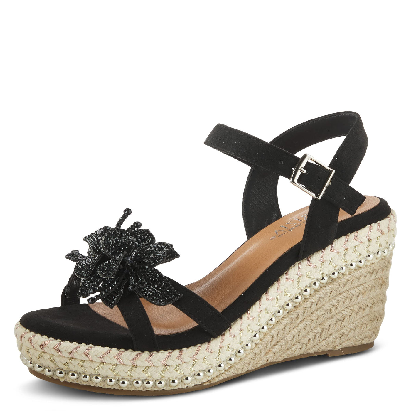 PATRIZIA Women's Sttropez Wedge Sandal Black EU 38 / US 7.5-8