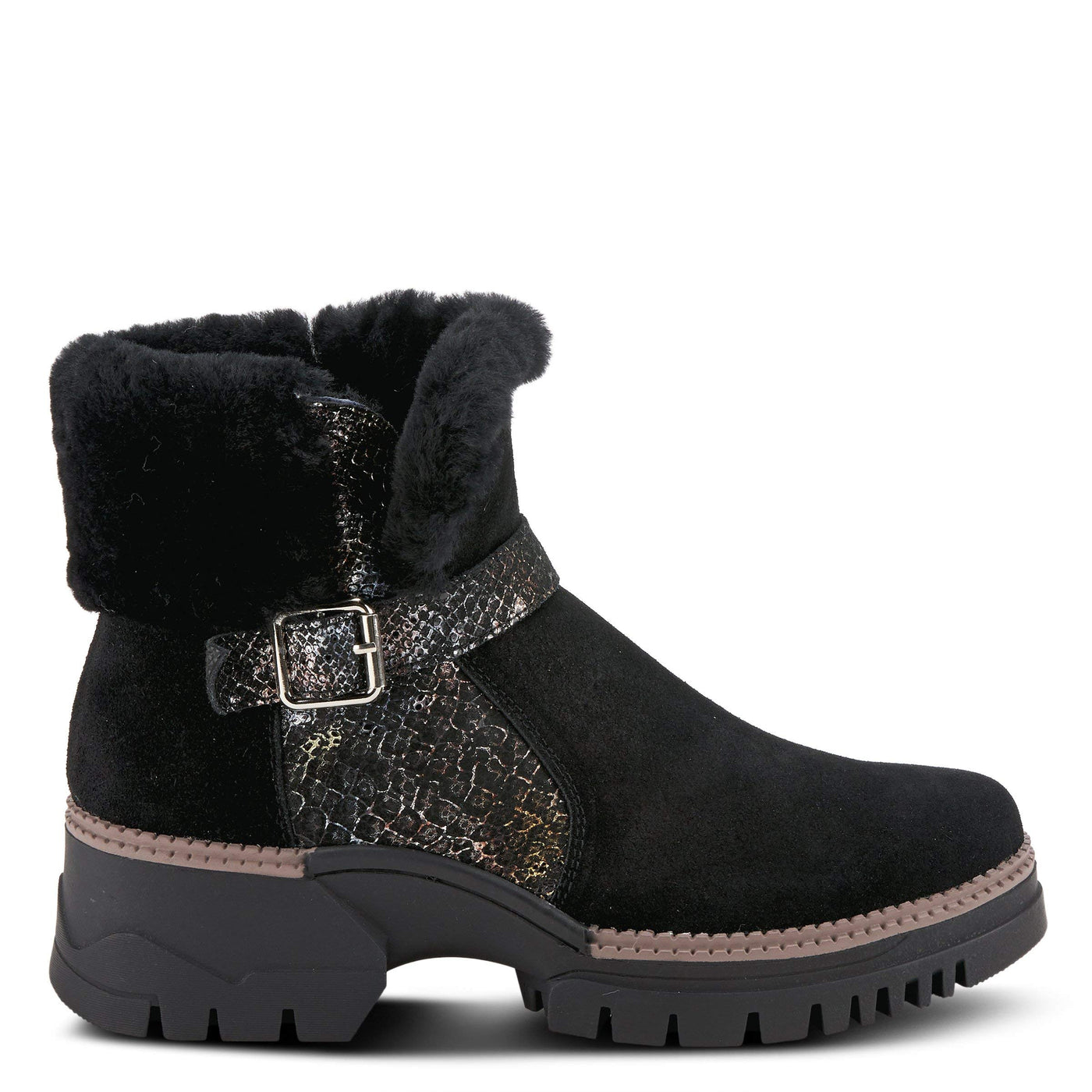 Spring Step Women's Tread Fashion Boot, Black Suede, 8.5