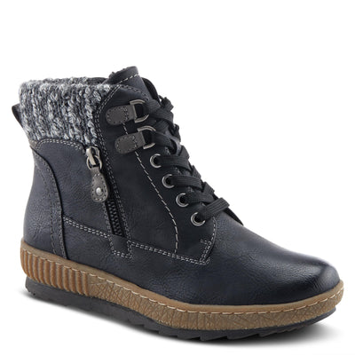 Spring Step Relife Karlene Waterproof Ankle Boots for Women | Shoes for Women with Sweater Top, Decorative Zipper and Cozy Sherpa Lining