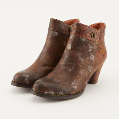 Spring Step L'Artiste Bestlove Ankle Boots for Women Low Heel | Casual Women's Boots Women with Metallic Brush Strokes and Cushion Footbed Brown Multi EU 37 / US 6.5-7