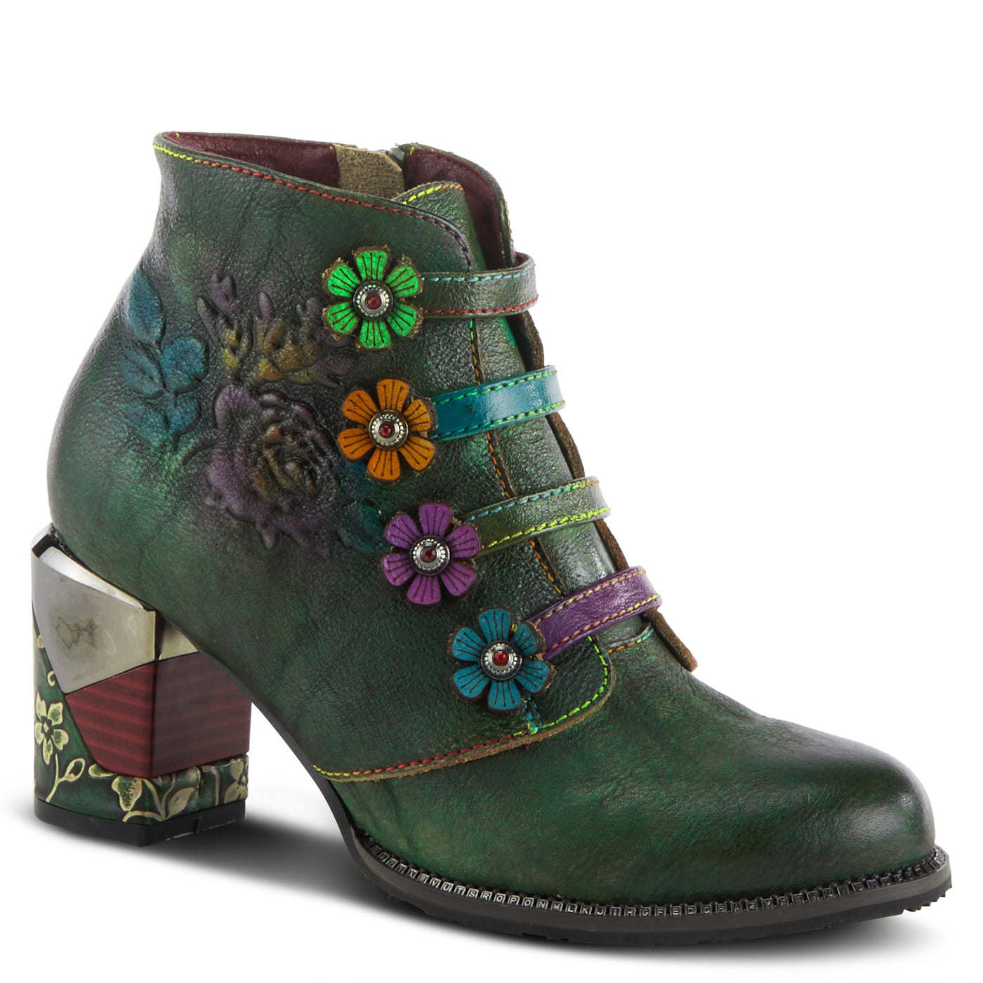 Spring Step L'Artiste Women's Maleeka Leather Mid Calf Boot Green Multi EU 37 / US 6.5-7