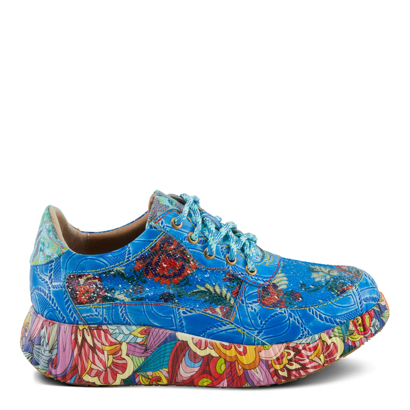 Spring Step L'Artiste Women's CAFFEY Multicolored Fashion Sneakers | Unique Energetic Patterns Blue Multi EU 40 / US 9