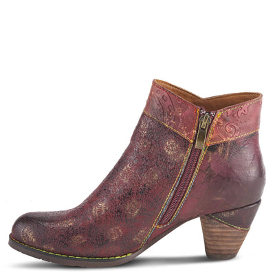 Spring Step L'Artiste Bestlove Ankle Boots for Women Low Heel | Casual Women's Boots Women with Metallic Brush Strokes and Cushion Footbed Bordeaux Multi EU 36 / US 5.5-6