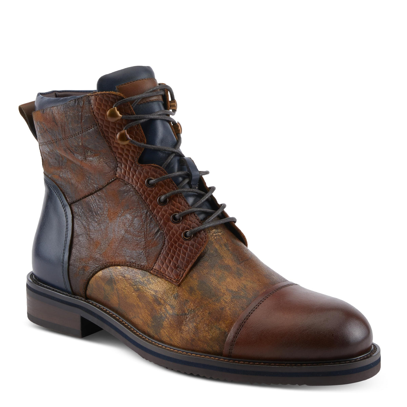 Spring Step L'Artiste Larry Men's Fashion Boot - Bold Mix of Prints, Lasting Comfort, Standout Style Brown Multi EU 43 / US 9.5-10