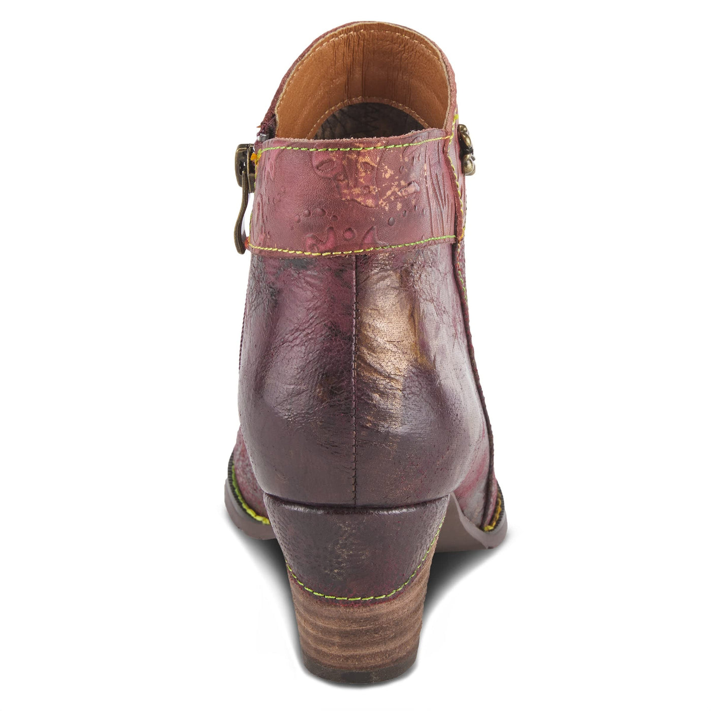 Spring Step L'Artiste Bestlove Ankle Boots for Women Low Heel | Casual Women's Boots Women with Metallic Brush Strokes and Cushion Footbed Bordeaux Multi EU 39 / US 8.5