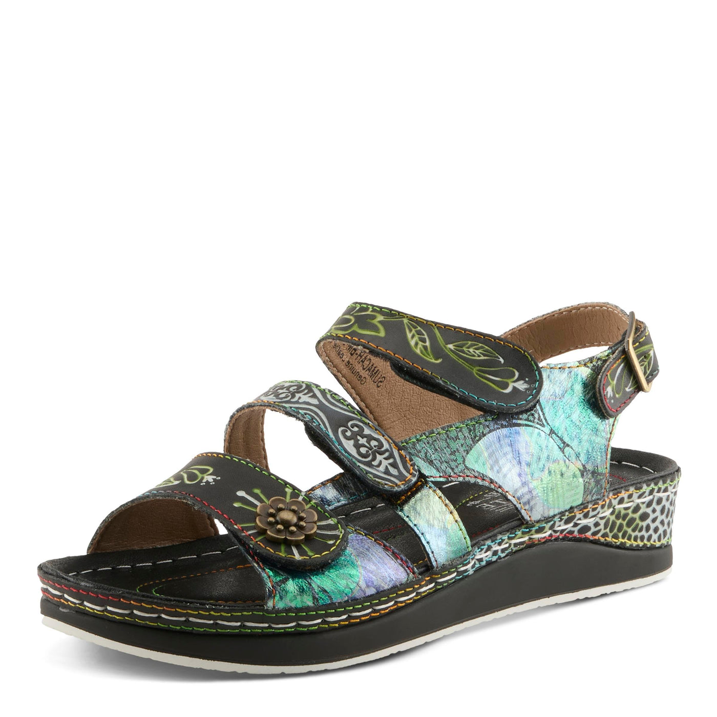 L�Artiste by Spring Step Women's Sumacah-bm Slide Sandal, Black/Multi, 36 EU/5.5-6 M US