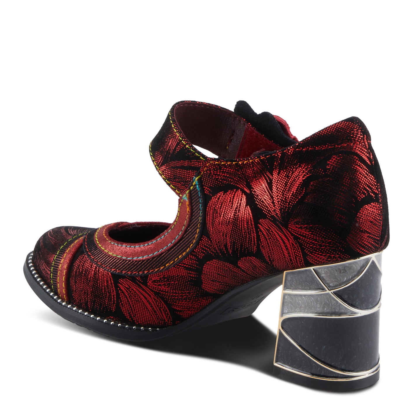 L'Artiste by Spring Step Women's Beverly Hills Mary Jane Heeled, Red Multi, 8.5