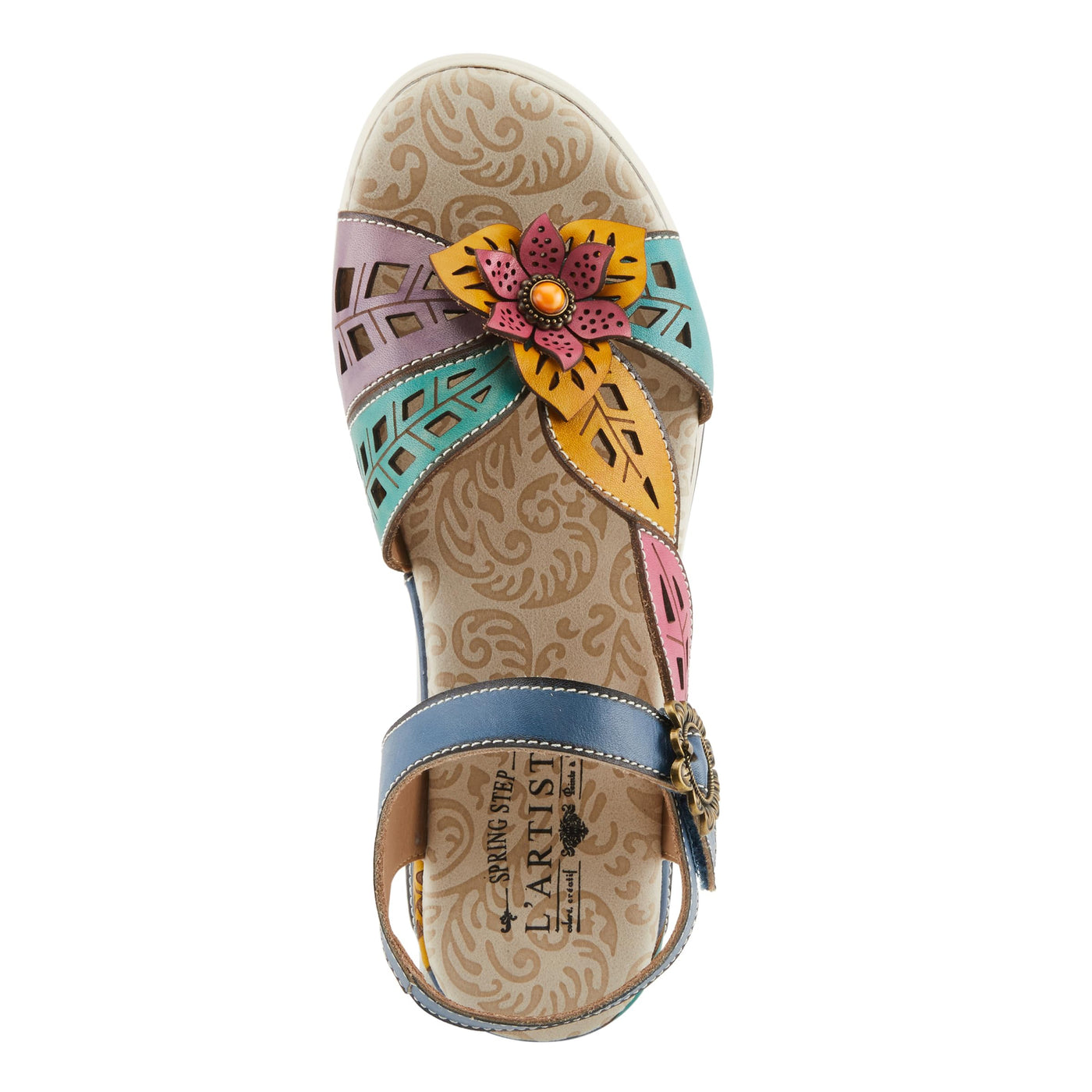 Spring Step L'Artiste Women's ALORA - Hand-Painted Lightweight Athleisure Sandals for Women Blue Multi EU 36 / US 5.5-6