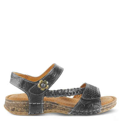 Spring Step L'Artiste Popular Sandals for Women - Ankle Strap Sandal with Hook & Loop - Hand Painted Ladies Sandals for Womens - Black EU 40 / US 9