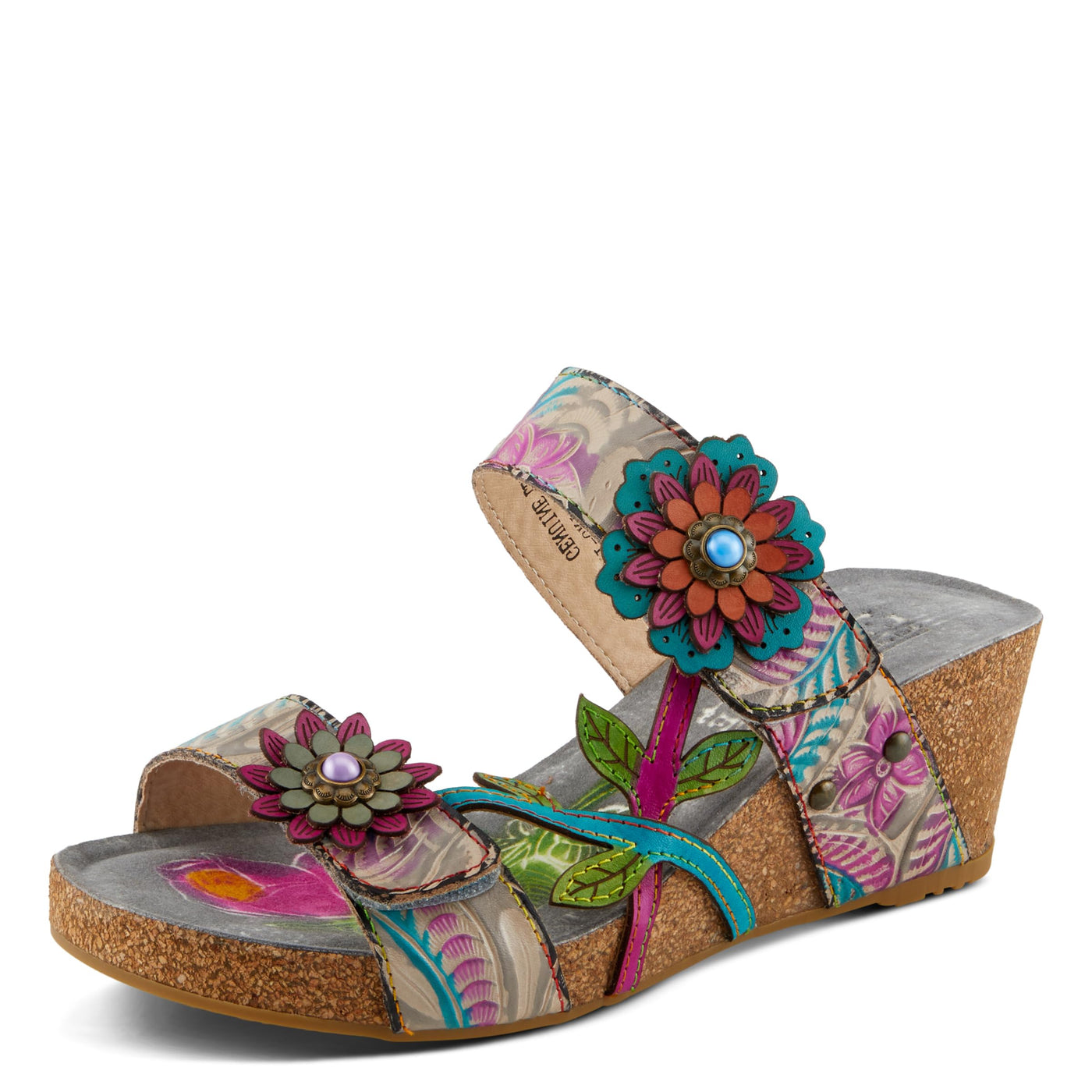 L'Artiste by Spring Step Women's Moai Sandal, Grey Multi, 5